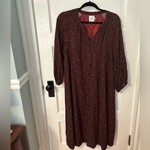 The Nines by HATCH Maroon Long Sleeve Dress